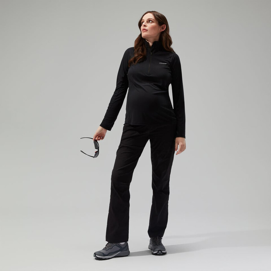 women s 247 half zip maternity long sleeve tech tee black die berghaus