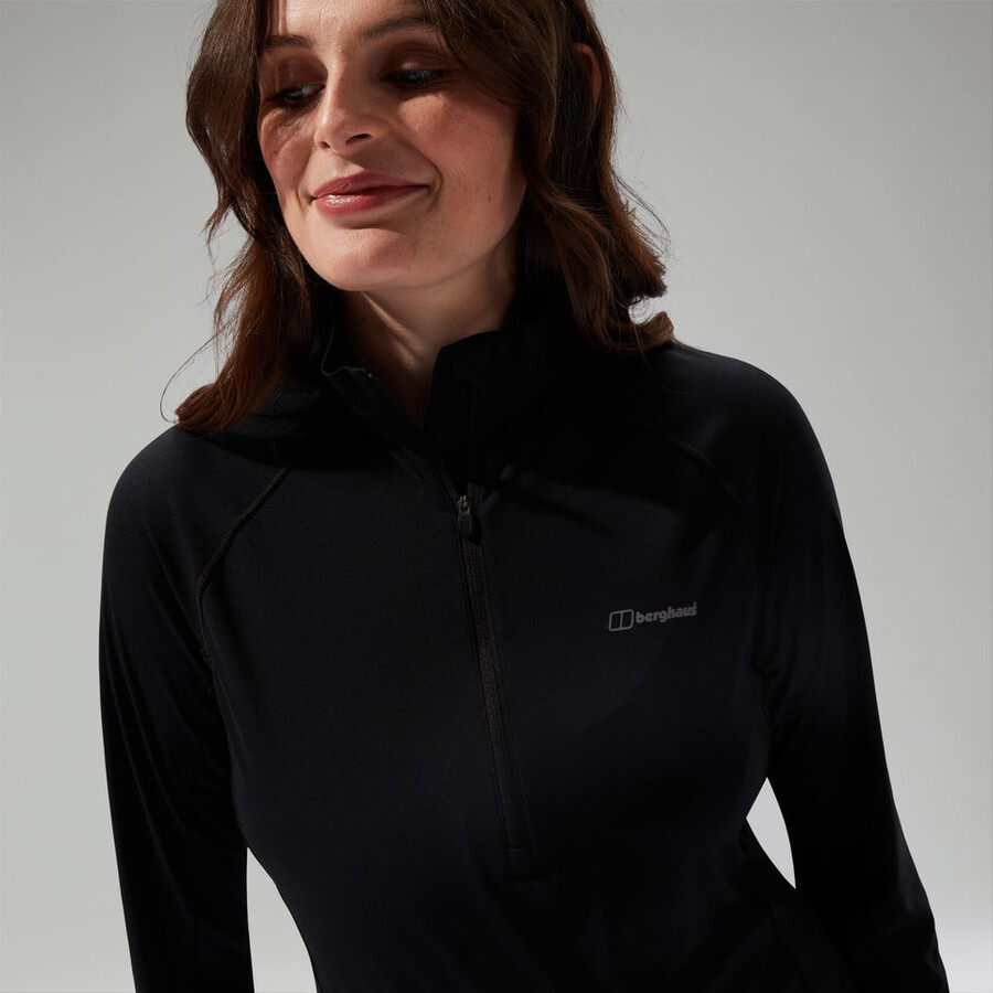 women s 247 half zip maternity long sleeve tech tee black die berghaus