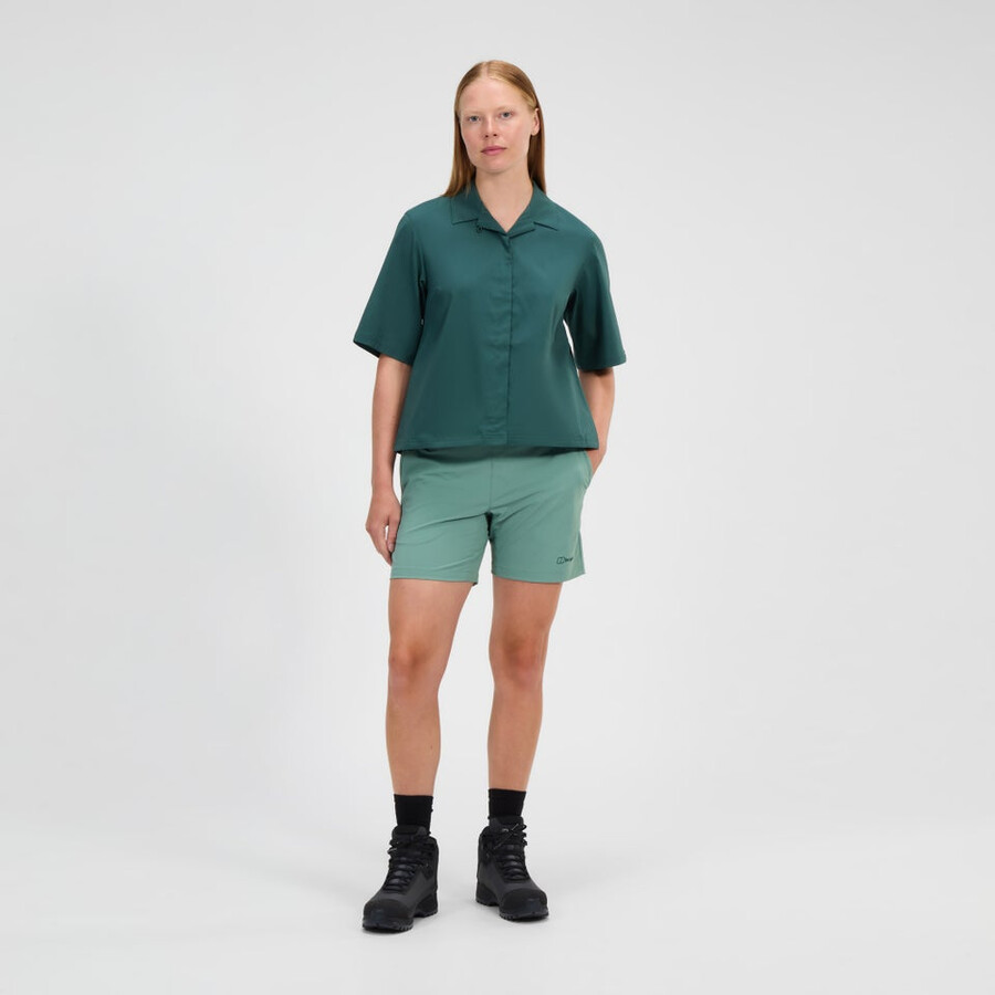 women s explorer short sleeve overshirt - grün berghaus