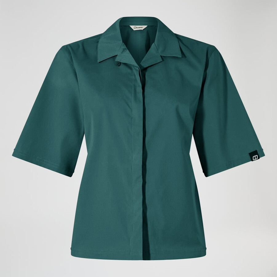 women s explorer short sleeve overshirt - grün berghaus