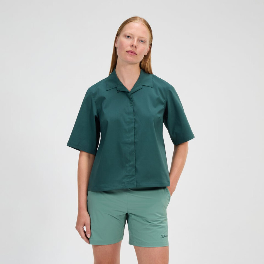 women s explorer short sleeve overshirt - grün berghaus