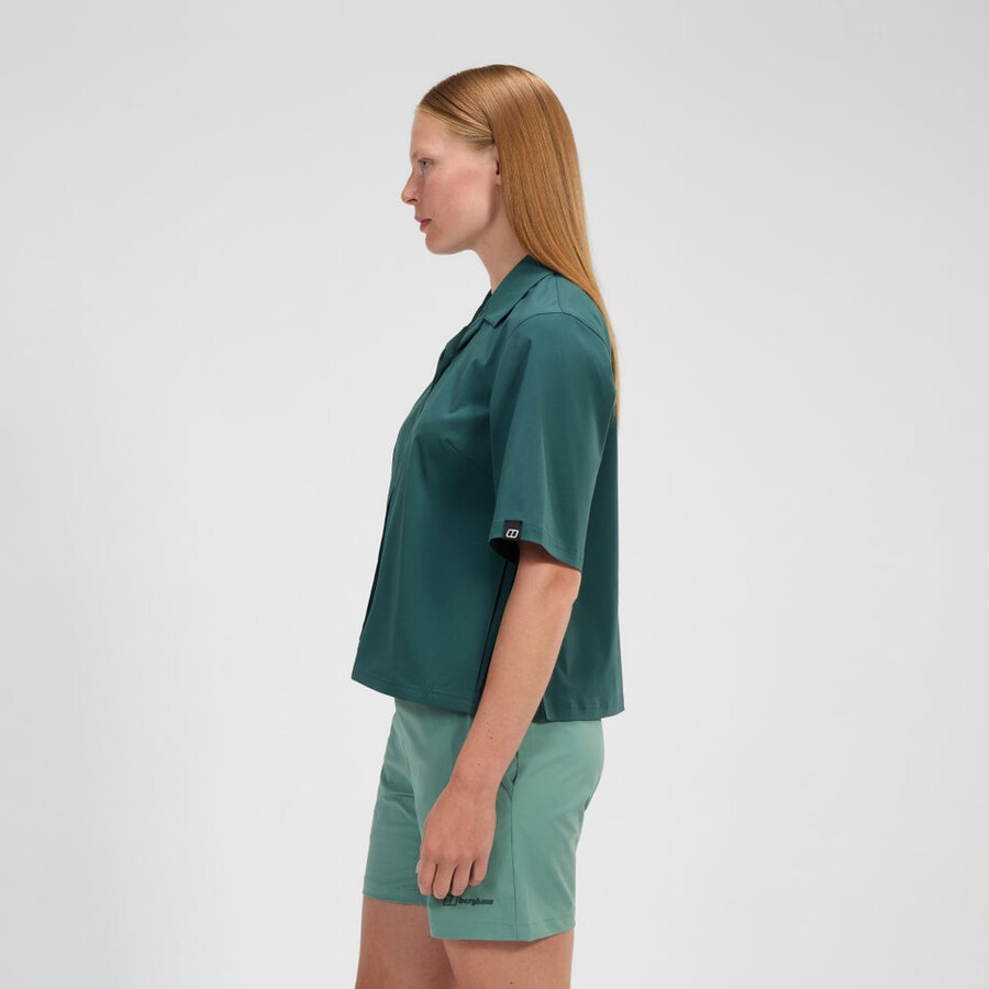 women s explorer short sleeve overshirt - grün berghaus