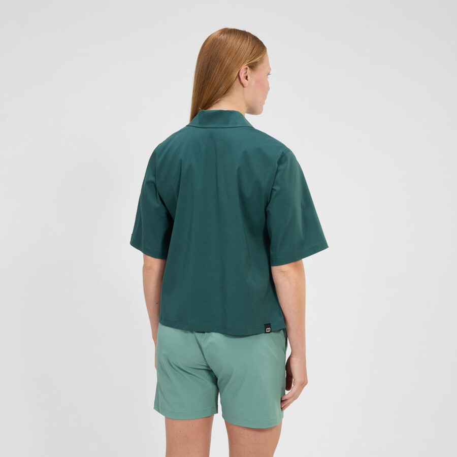 women s explorer short sleeve overshirt - grün berghaus