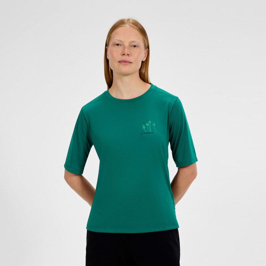 frauen sonnenhut an kurzen Ärmeln tee - green berghaus
