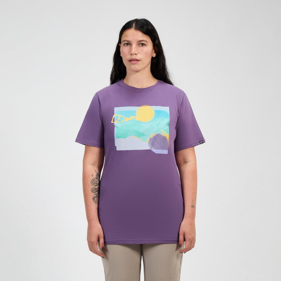 frauen s hill dunst short sleeve tee - purple berghaus