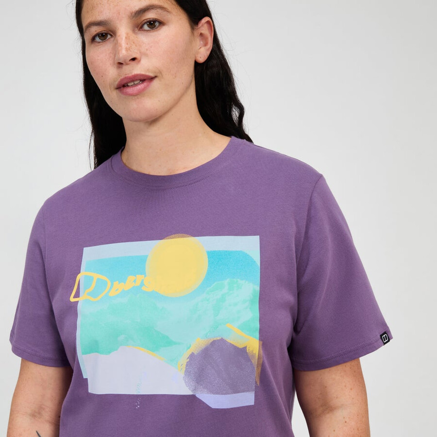 frauen s hill dunst short sleeve tee - purple berghaus