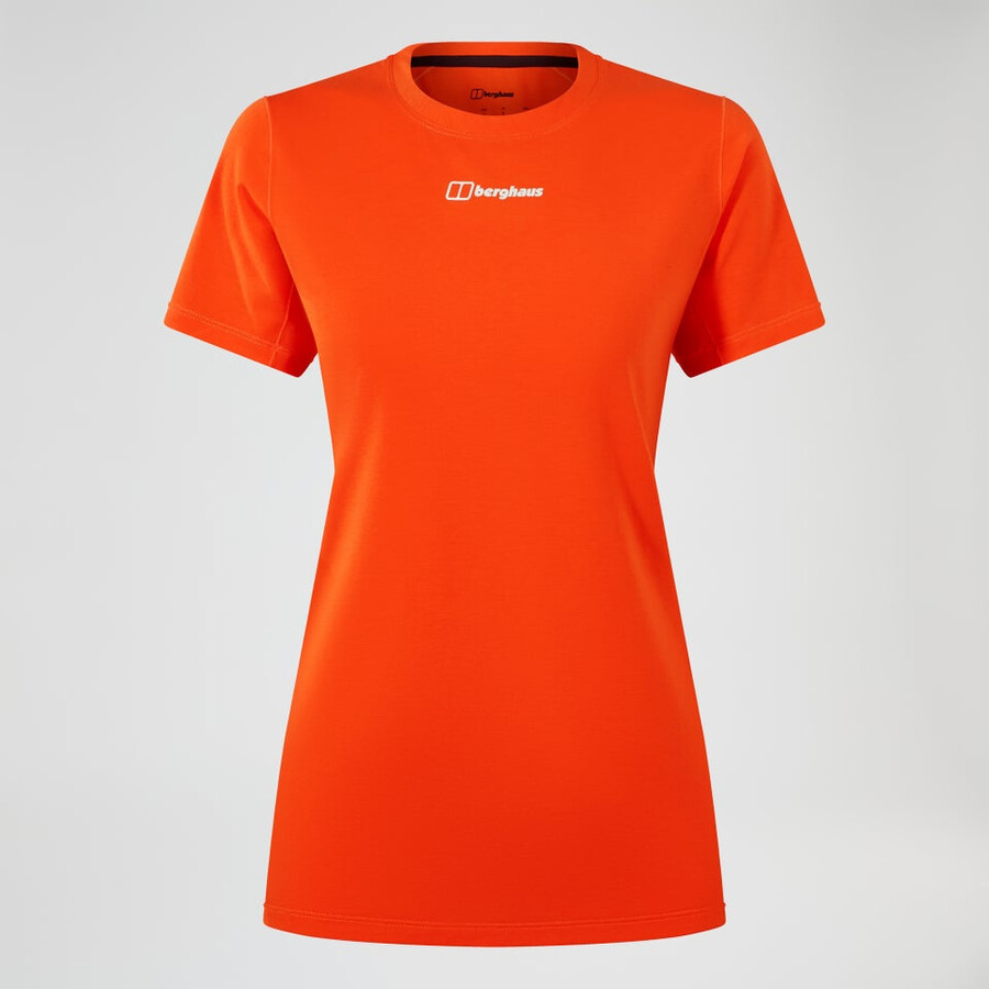 frauen berghaus delta short sleeve tech tee - orange berghaus