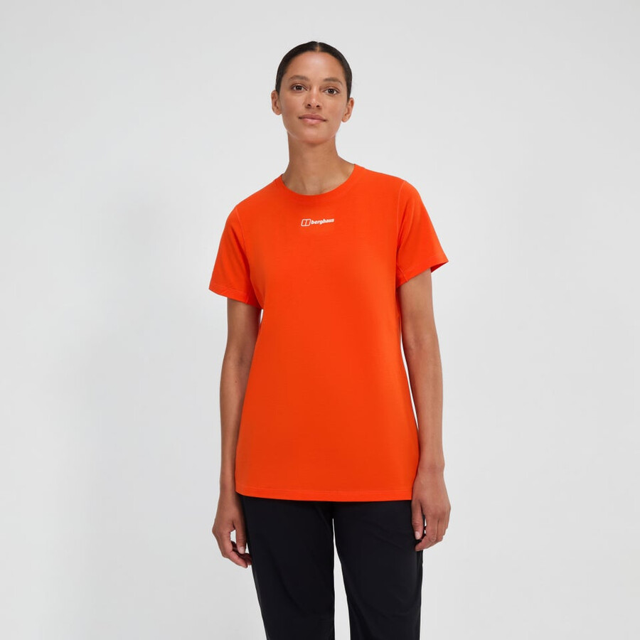 frauen berghaus delta short sleeve tech tee - orange berghaus
