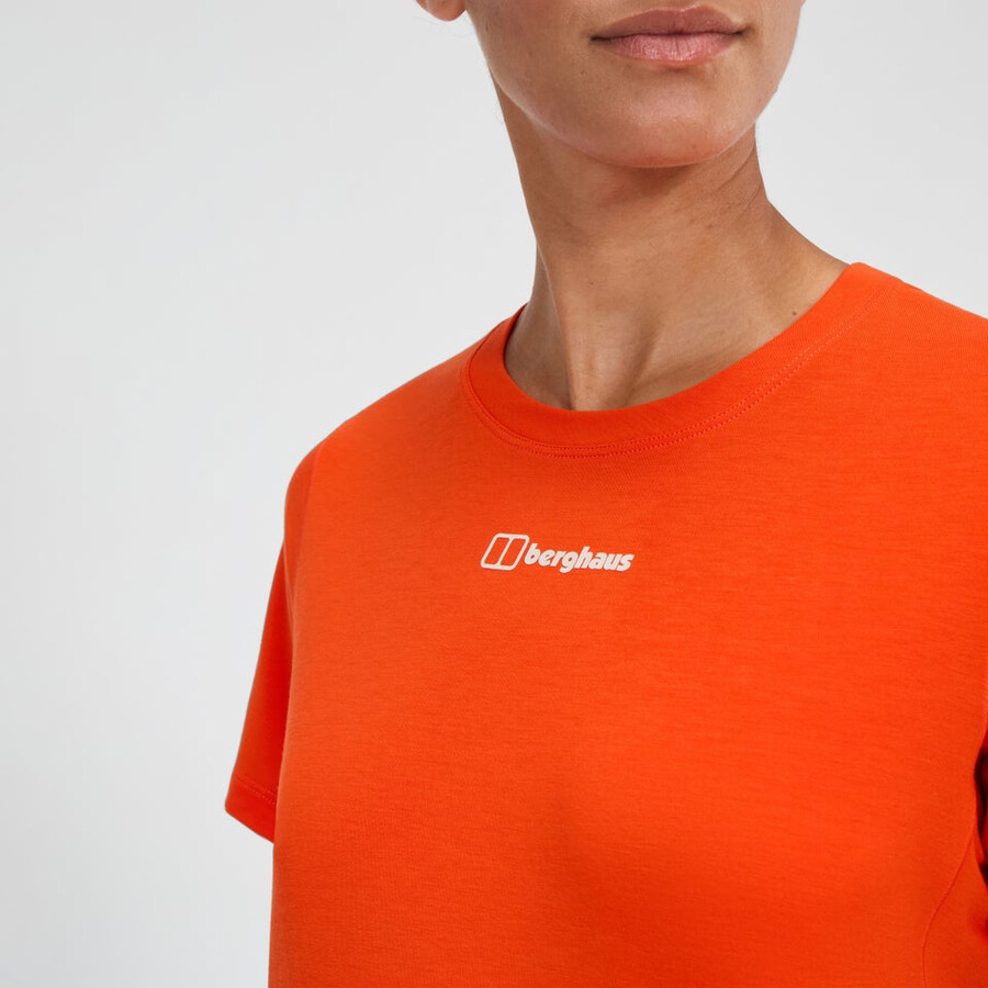 frauen berghaus delta short sleeve tech tee - orange berghaus