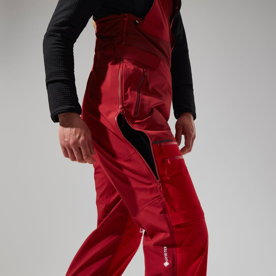 women s mtn arete abstieg gore-tex bib pants - red berghaus