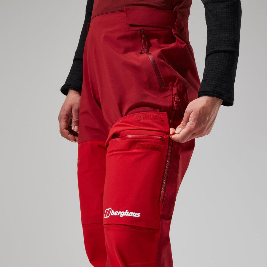 women s mtn arete abstieg gore-tex bib pants - red berghaus