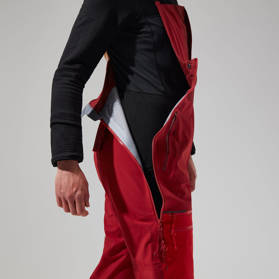 women s mtn arete abstieg gore-tex bib pants - red berghaus