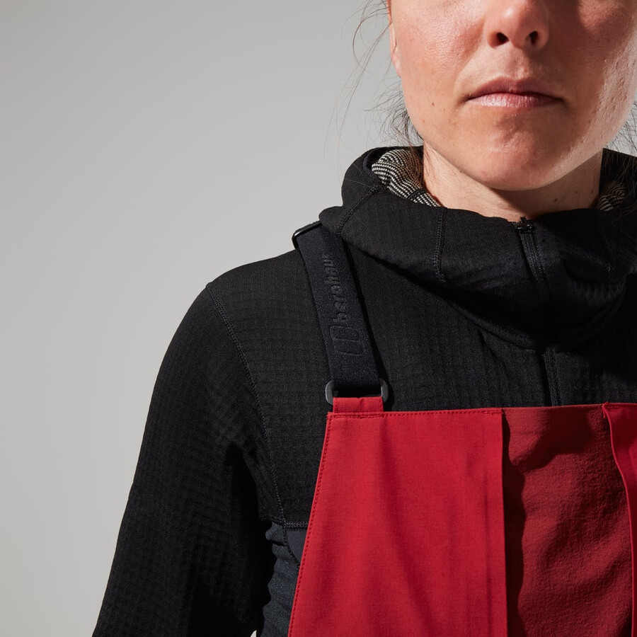 women s mtn arete abstieg gore-tex bib pants - red berghaus