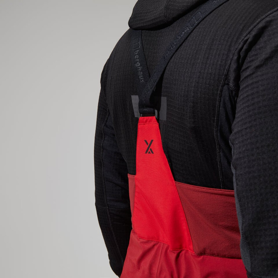 women s mtn arete abstieg gore-tex bib pants - red berghaus