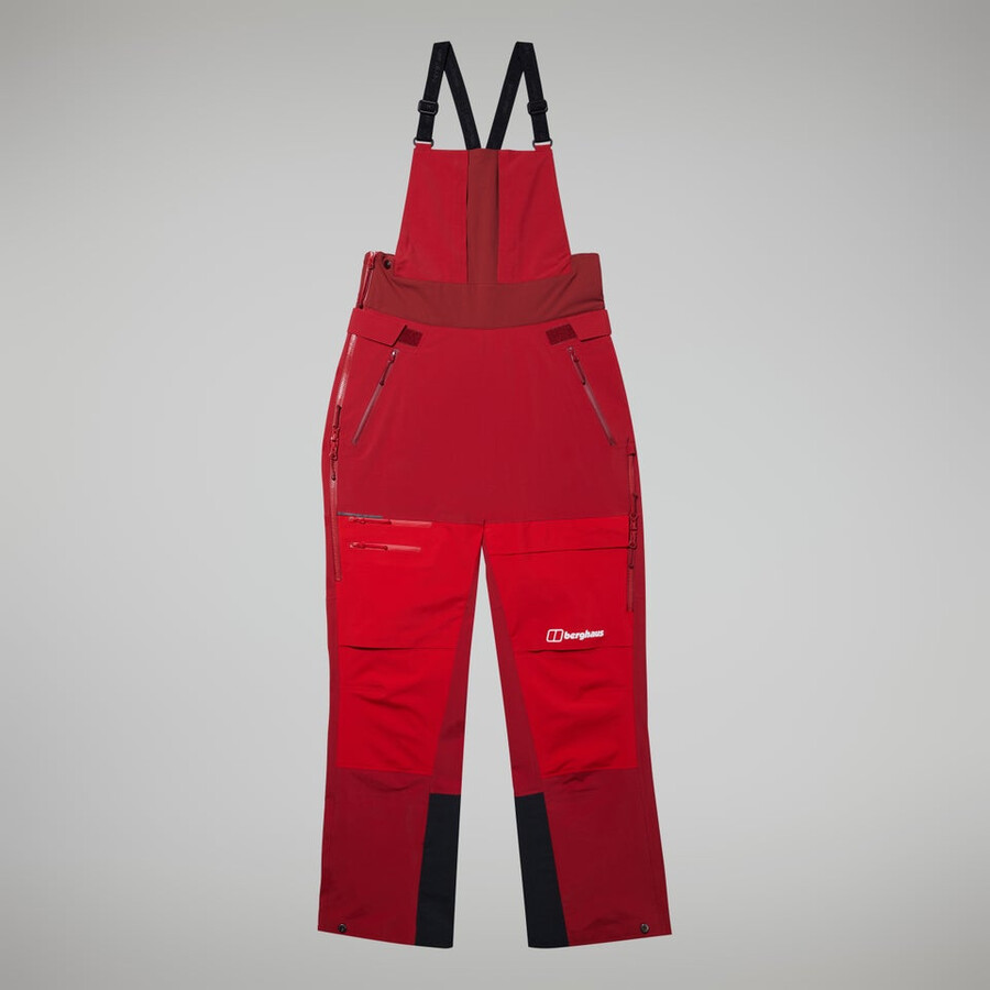 women s mtn arete abstieg gore-tex bib pants - red berghaus