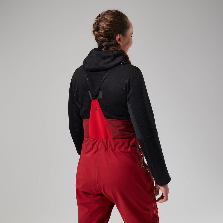 women s mtn arete abstieg gore-tex bib pants - red berghaus