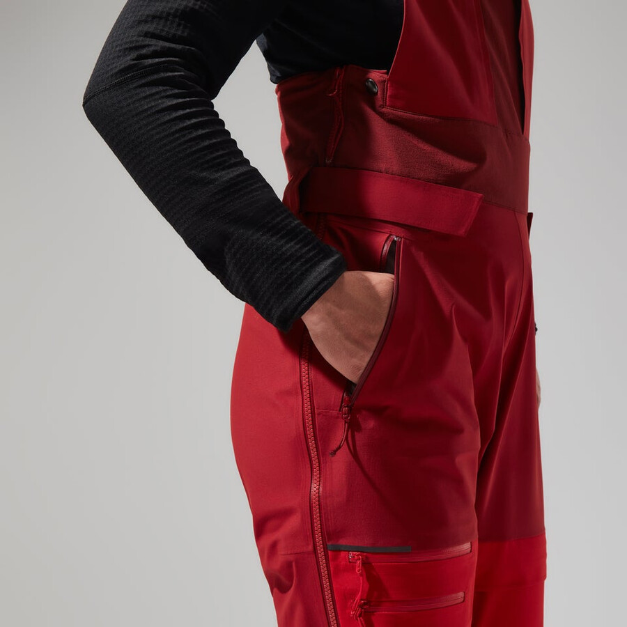 women s mtn arete abstieg gore-tex bib pants - red berghaus