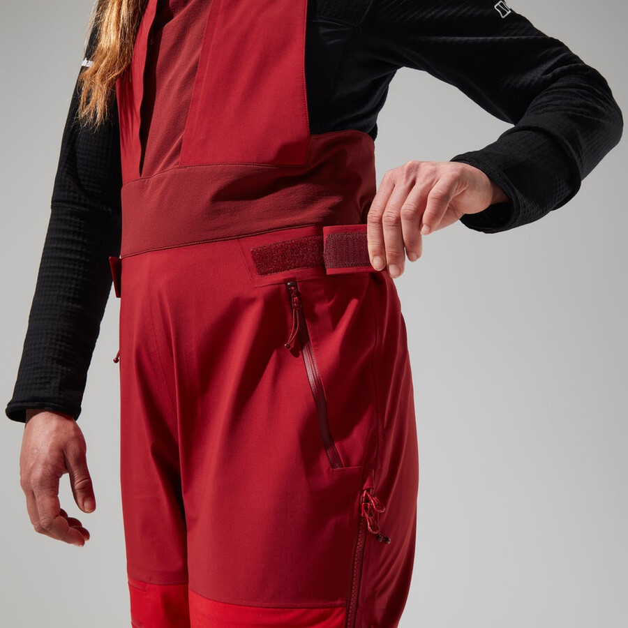 women s mtn arete abstieg gore-tex bib pants - red berghaus