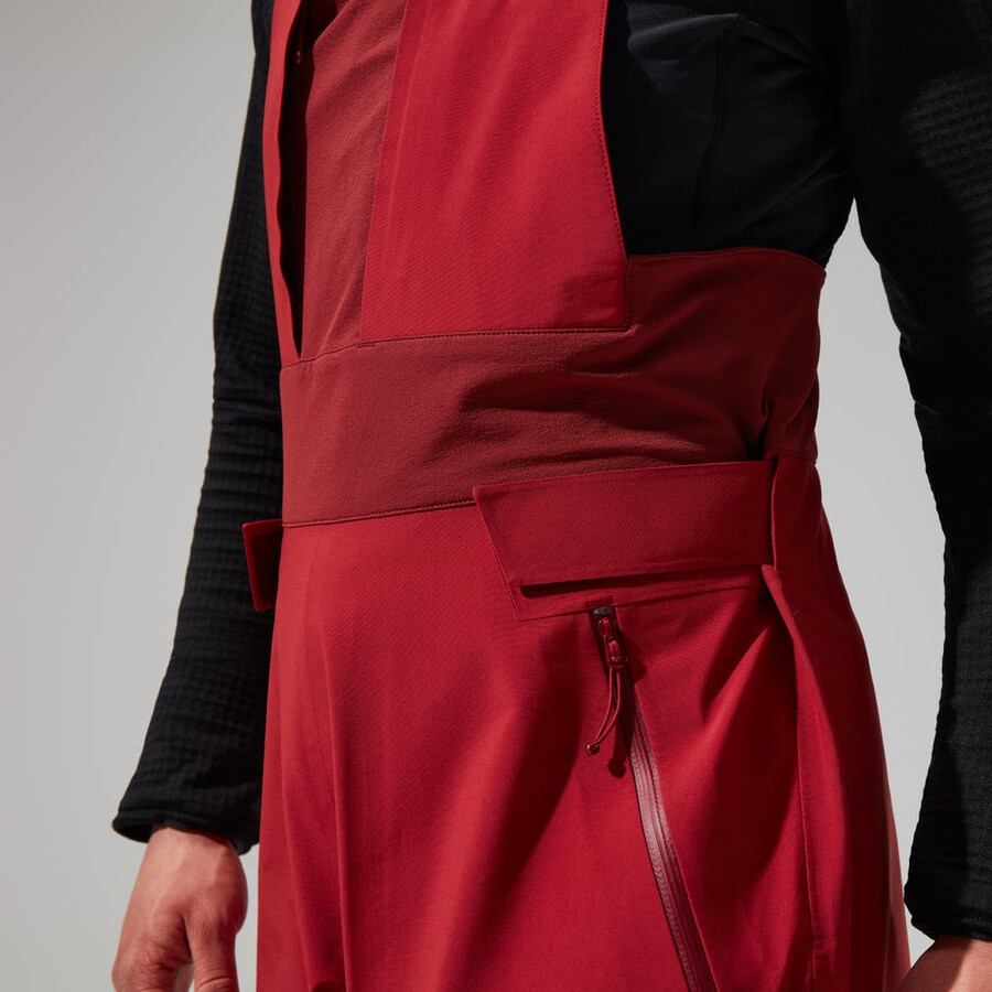 women s mtn arete abstieg gore-tex bib pants - red berghaus
