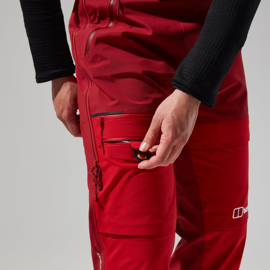 women s mtn arete abstieg gore-tex bib pants - red berghaus