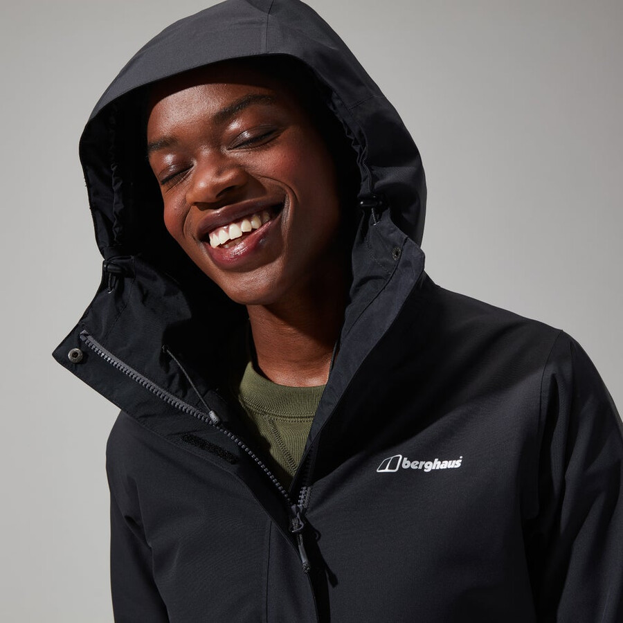 frauen omeara lange jacke - schwarz berghaus