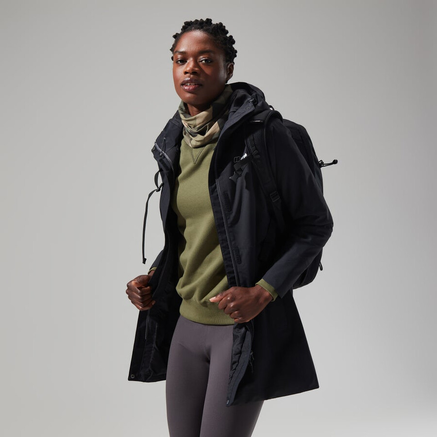 frauen omeara lange jacke - schwarz berghaus