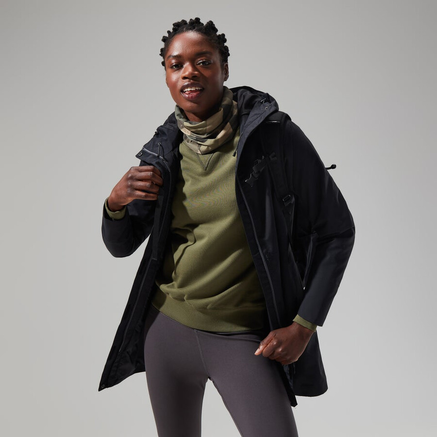 frauen omeara lange jacke - schwarz berghaus