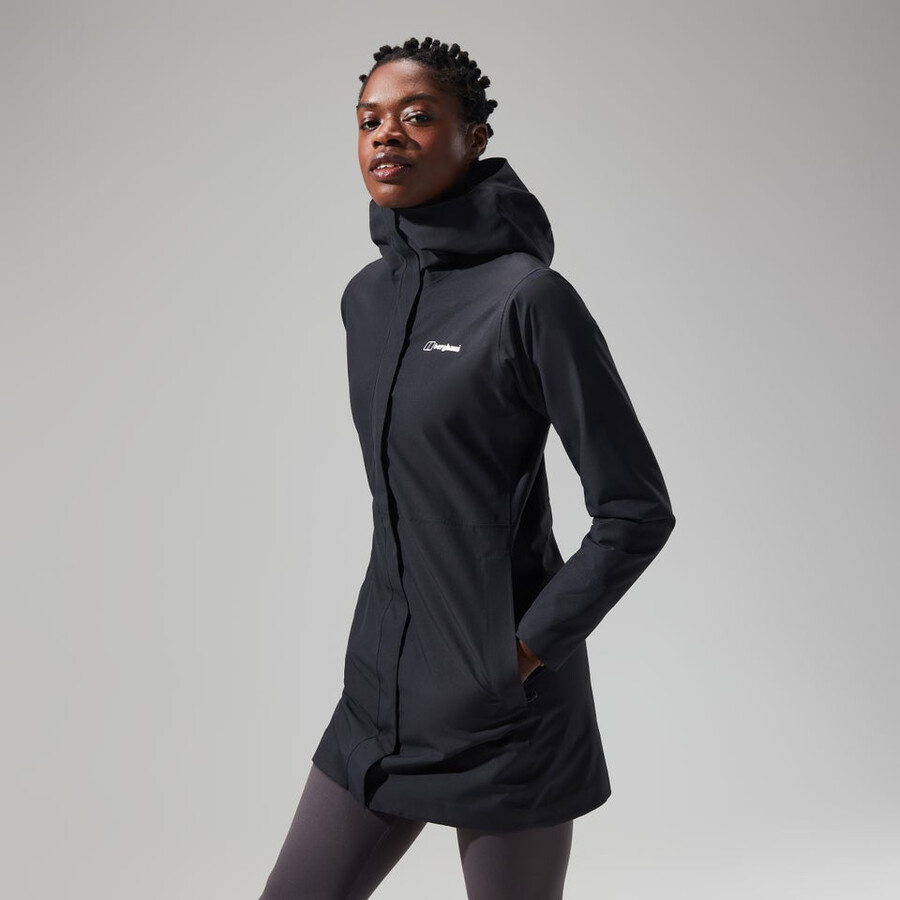 frauen omeara lange jacke - schwarz berghaus