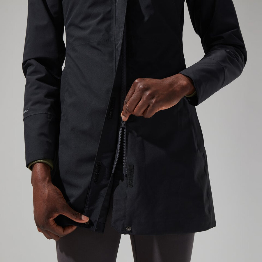 frauen omeara lange jacke - schwarz berghaus