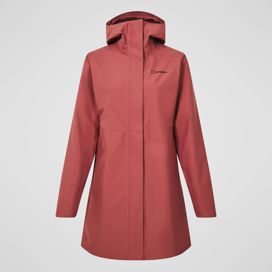 frauen omeara lange wasserdichte jacke - rot berghaus
