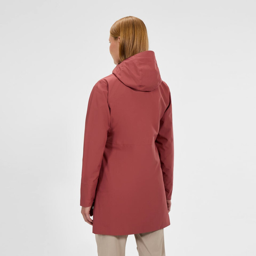 frauen omeara lange wasserdichte jacke - rot berghaus