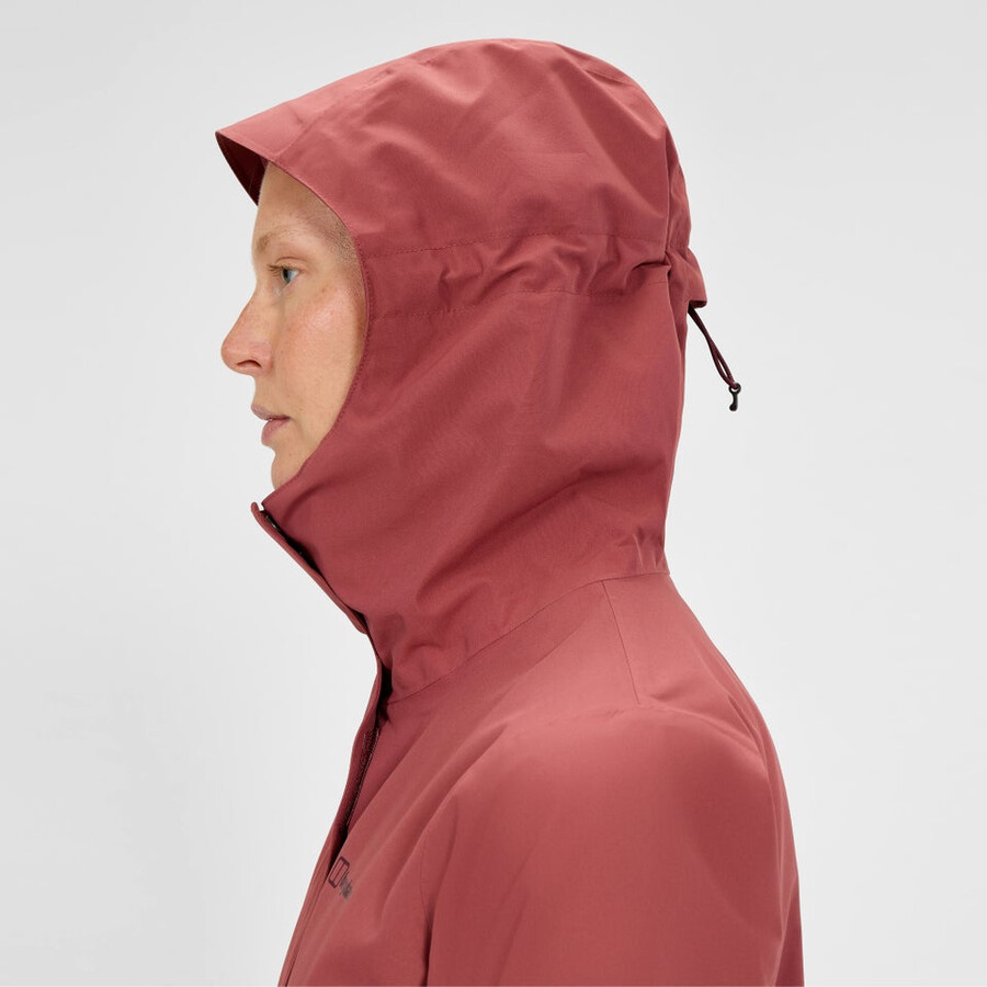 frauen omeara lange wasserdichte jacke - rot berghaus