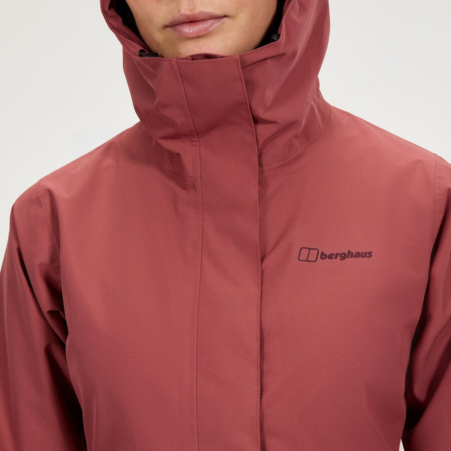 frauen omeara lange wasserdichte jacke - rot berghaus