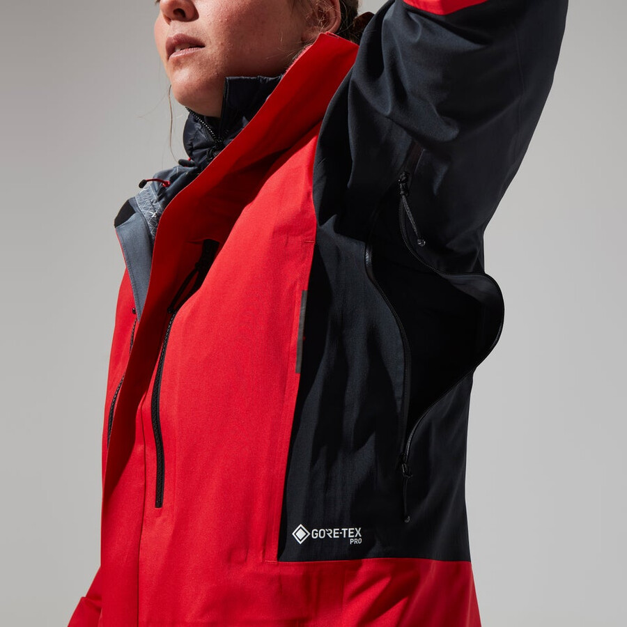 women s mtn guide gore-tex pro jacket - redblack die berghaus