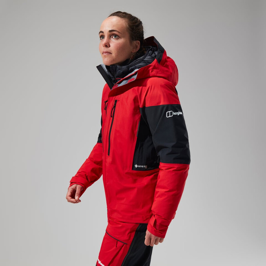 women s mtn guide gore-tex pro jacket - redblack die berghaus