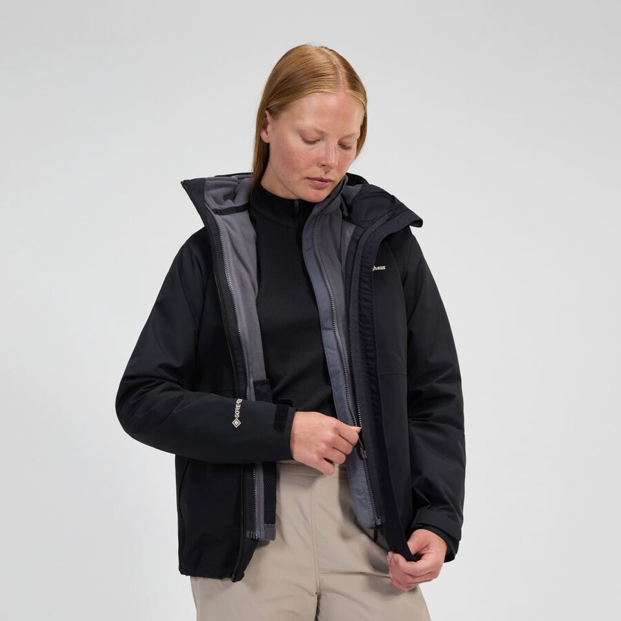 frauen bramblfell gemini gore-tex wasserdichte 3in1 jacke - black die berghaus
