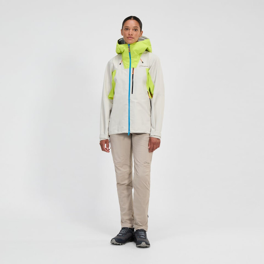 frauen s ridge-seeker gore-tex wasserdichte jacke - graugelb berghaus