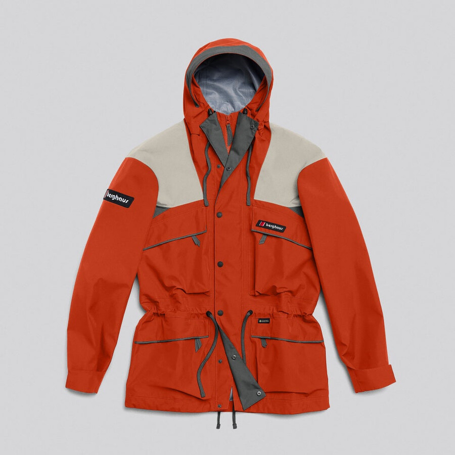 unisex trango gore-tex wasserdichte jacke - orangegrau berghaus