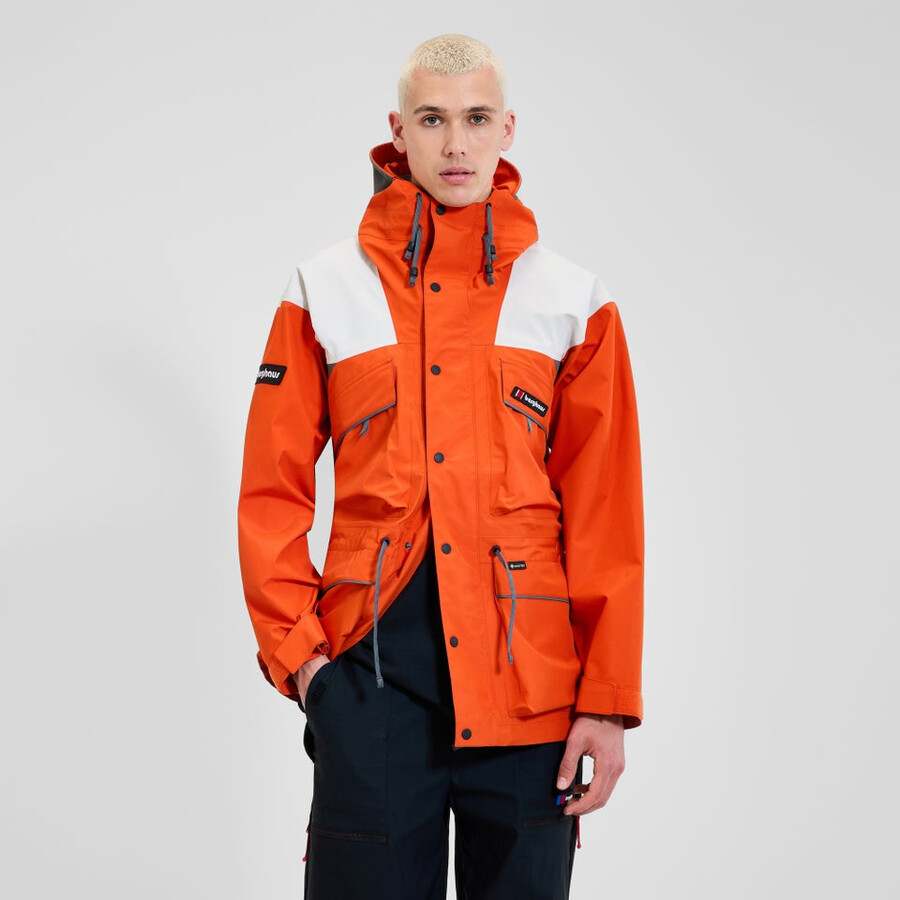 unisex trango gore-tex wasserdichte jacke - orangegrau berghaus