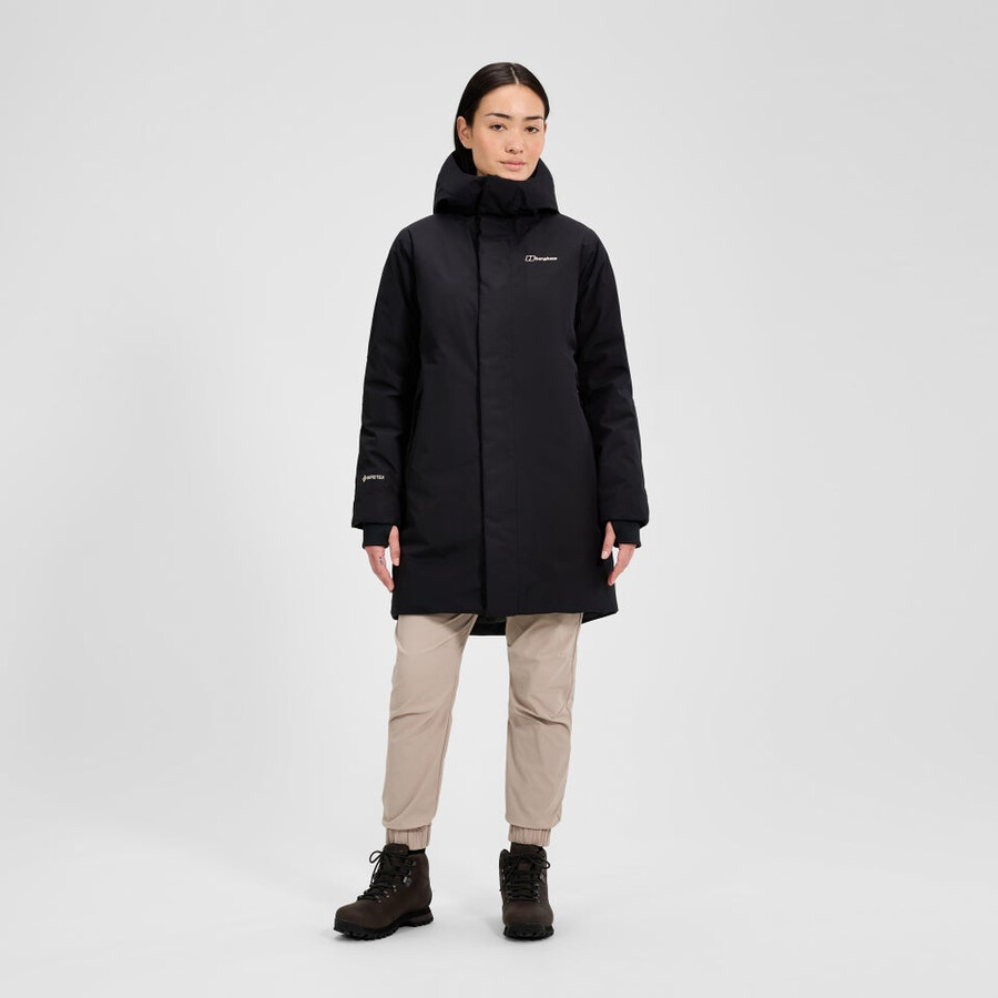 frauen ashberry gore-tex down parka - black die berghaus