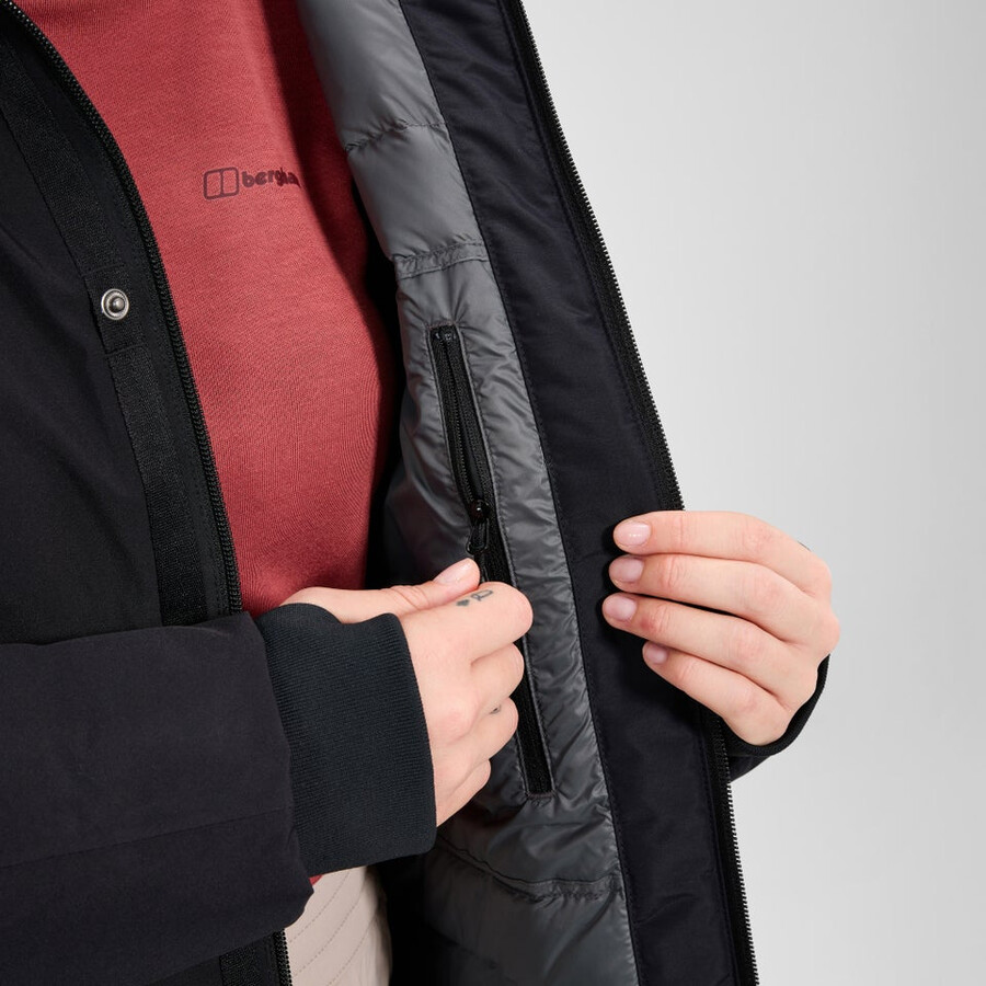 frauen ashberry gore-tex down parka - black die berghaus