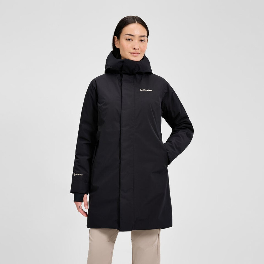 frauen ashberry gore-tex down parka - black die berghaus