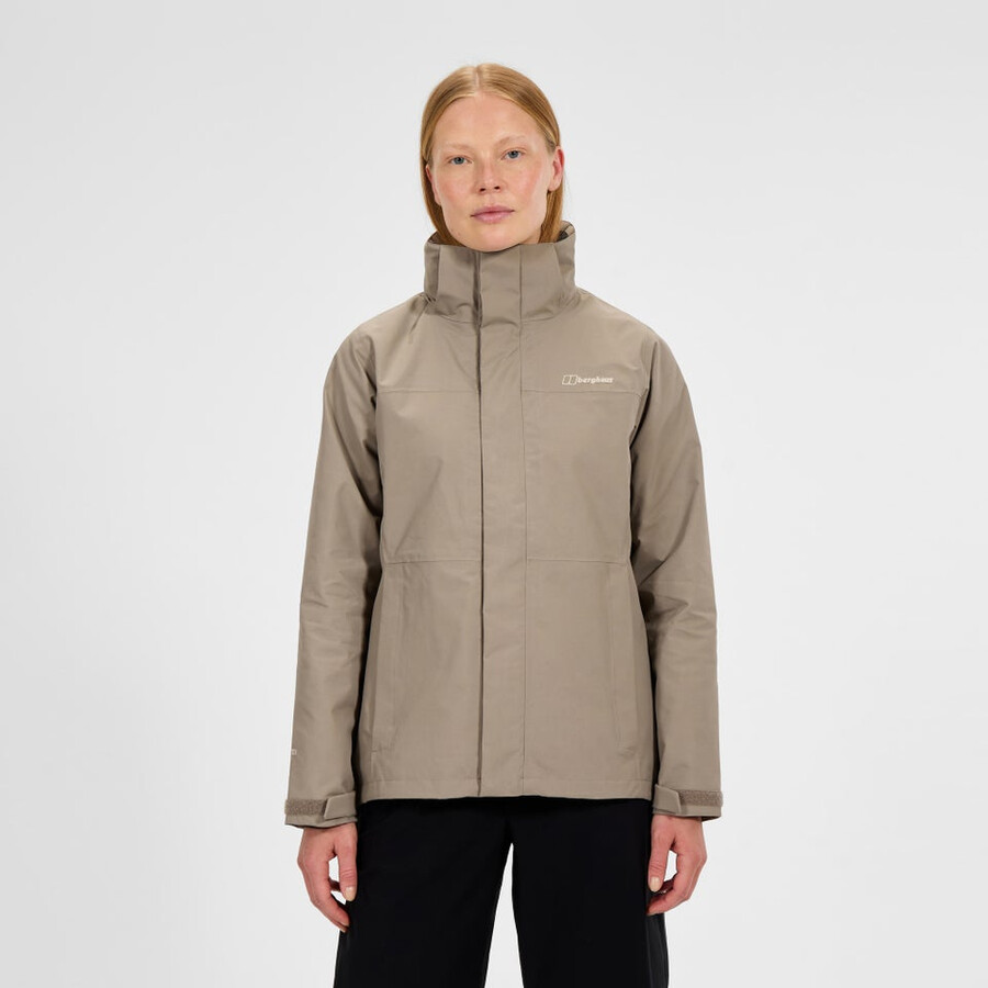 frauen bergsteiger 2.0 interactive gore-tex wasserdichte jacke - natural berghaus