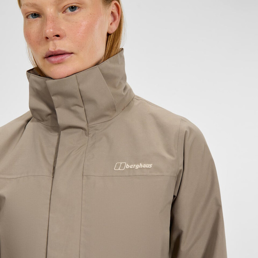 frauen bergsteiger 2.0 interactive gore-tex wasserdichte jacke - natural berghaus