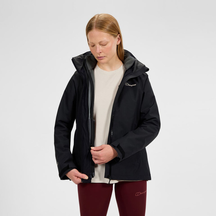frauen durchstreifen gemini 3in1 jacke - blackgrey berghaus