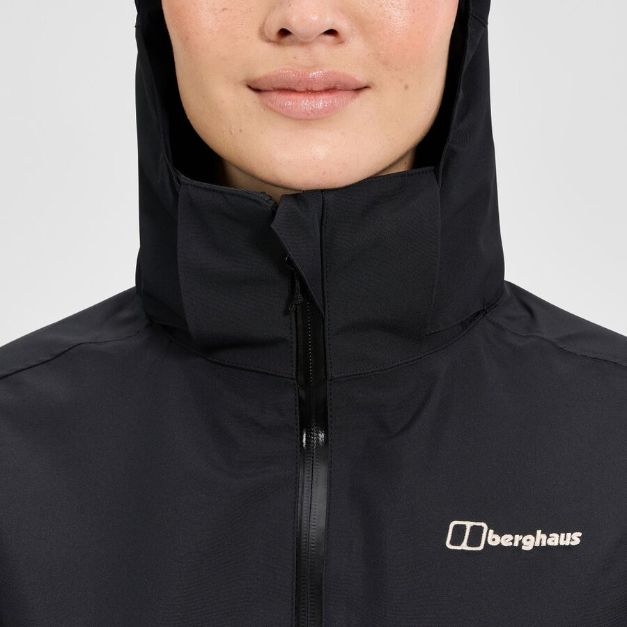 frauen durchstreifen interaktive jacke - schwarz berghaus