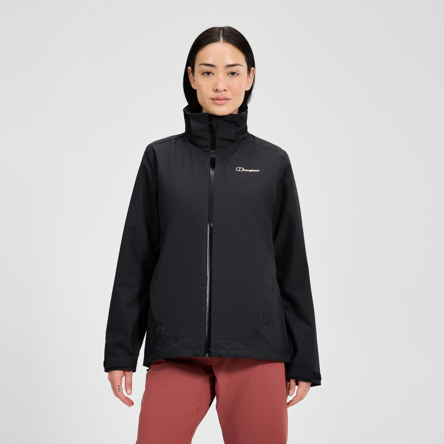 frauen durchstreifen interaktive jacke - schwarz berghaus