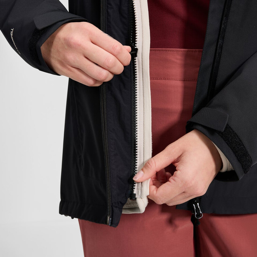 frauen durchstreifen interaktive jacke - schwarz berghaus
