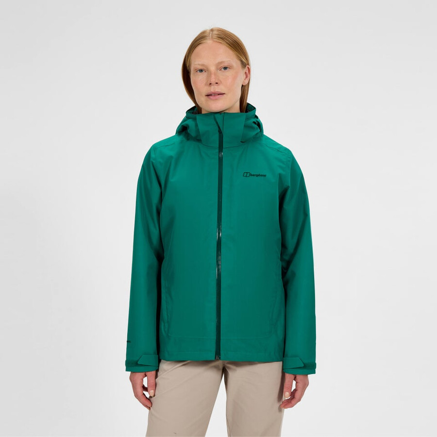 frauen durchstreifen interaktive jacke - grün berghaus