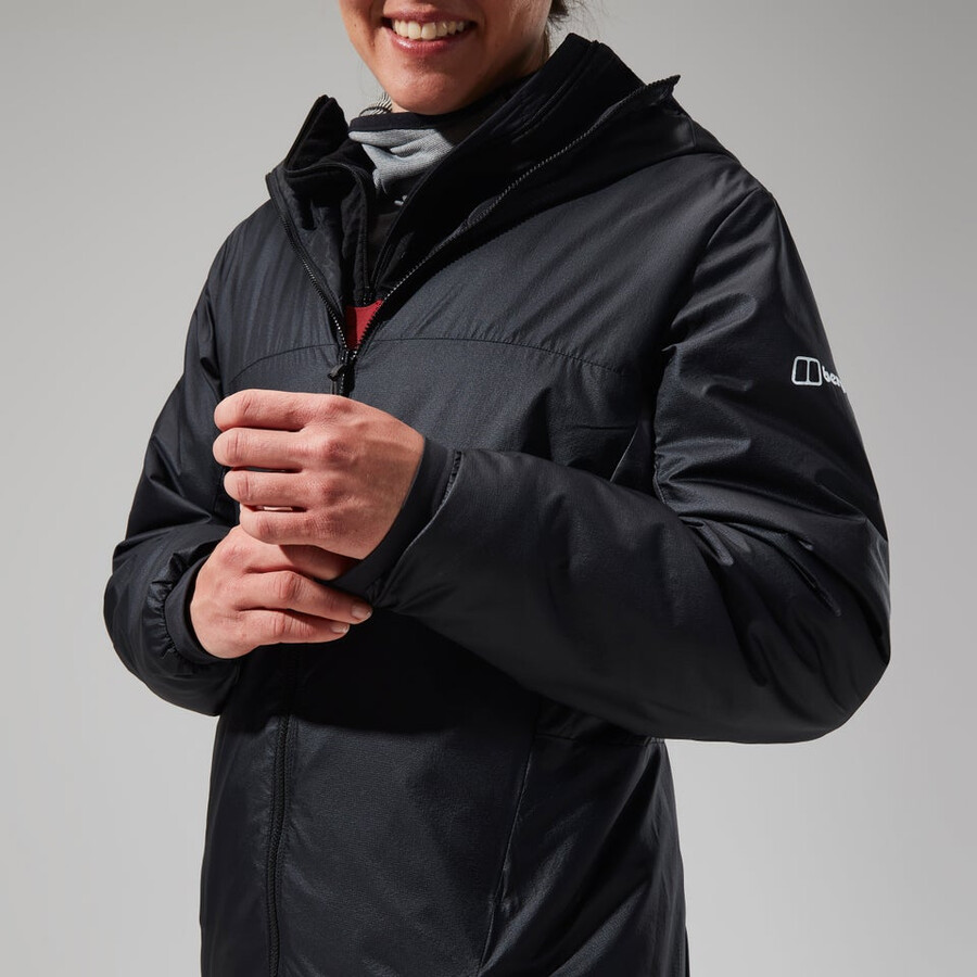 women s mtn arete lb synthetische kapuzenjacke - schwarzgrau berghaus